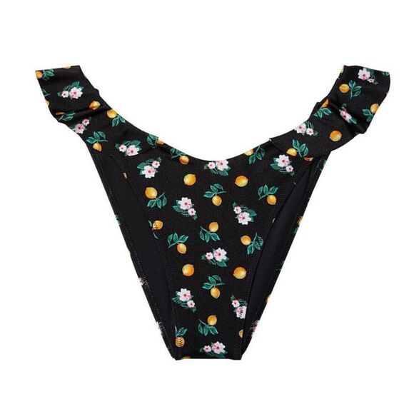 Victoria’s Secret Swim Ruffle One-Shoulder Bikini Top & bottom set Black Lemon - Picture 13 of 13